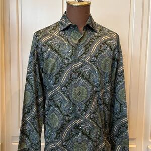 Men's Etro Paisley Long Sleeve Shirt Size 40 Retail $759